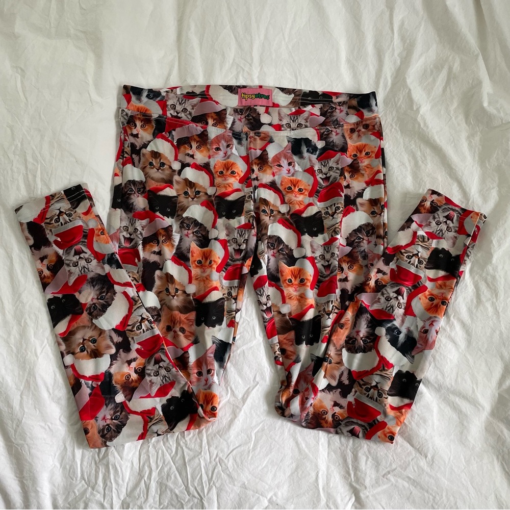 Tipsy Elves Christmas Cat Leggings